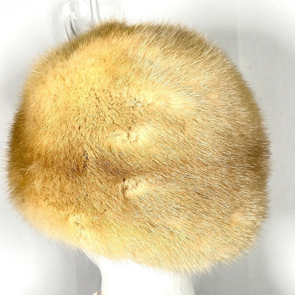 Carme Mir La Bisbal Pillbox Hat Mink Fur Blonde OS - Picture 4 of 13